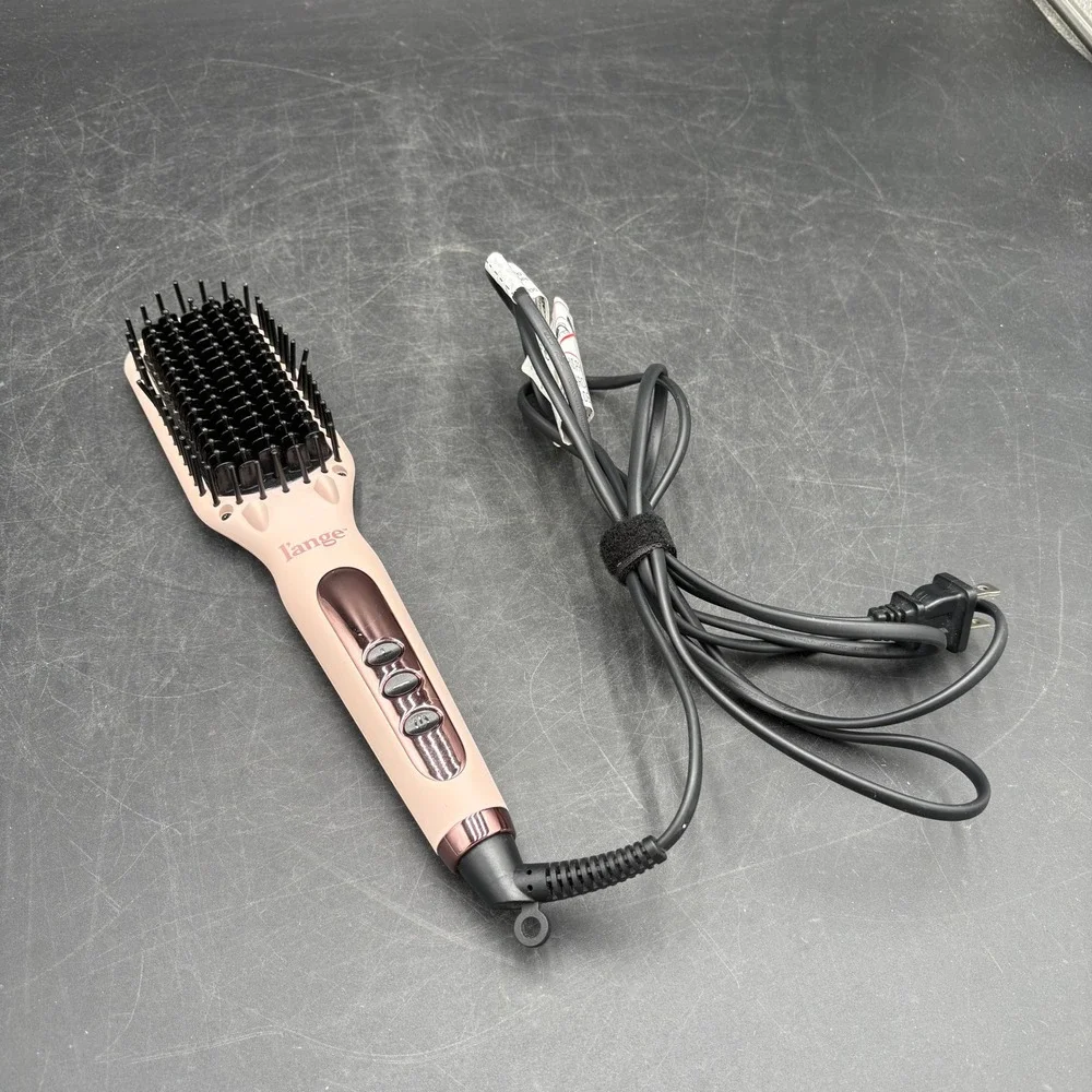 L'ange Le Vite Hair Straightening Brush Blush Pink Ceramic Heated Smoothing Tool